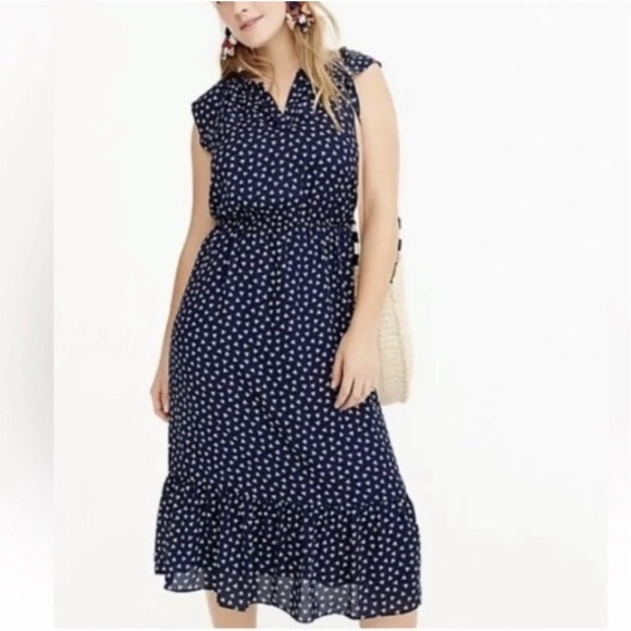 J.Crew Mercantile Maxi Dress Women XL Blue White Floral V Neck Dress - Picture 1 of 11